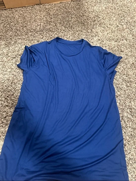 Blue Polyester Short Sleeve Tee - Picture 3 of 5